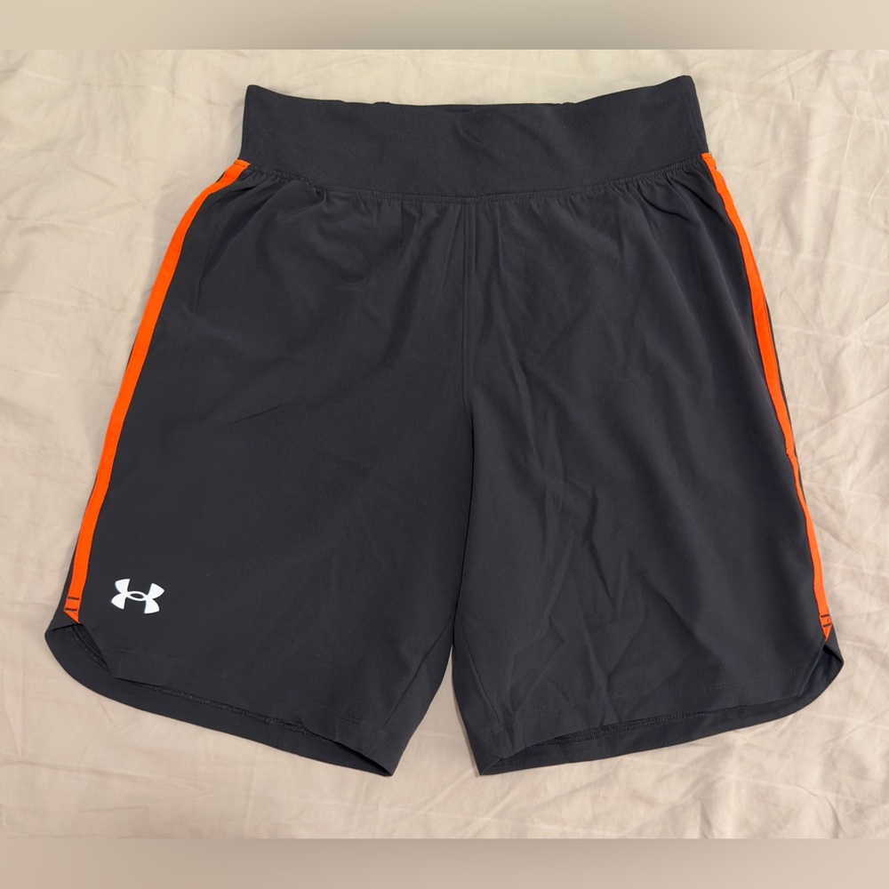 Under Armour • Black/Orange UA Launch Elite 9” Shorts • Size Men’s S